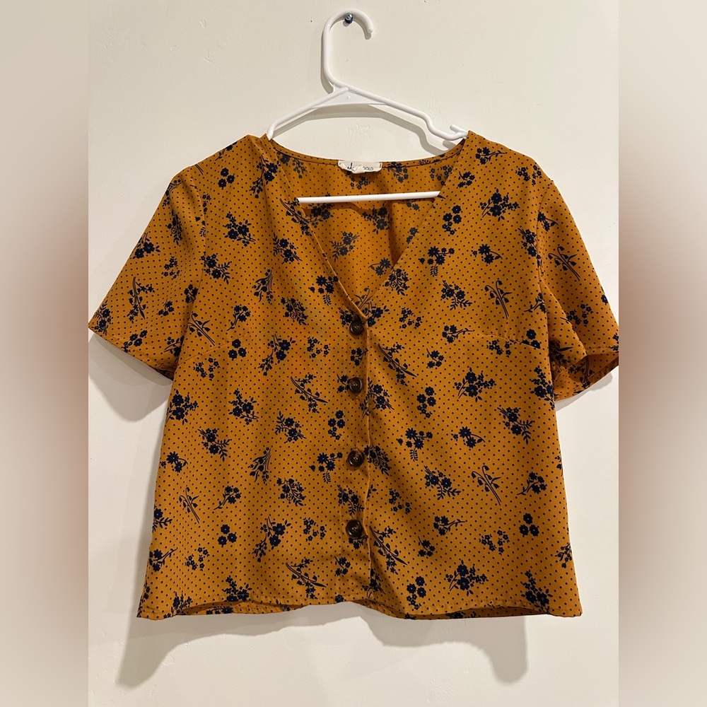 Cropped button down blouse